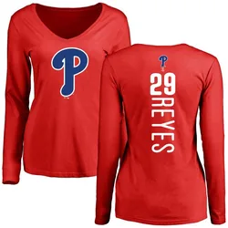 Felix Reyes Philadelphia Phillies Women's Red Backer Slim Fit Long Sleeve T-Shirt -