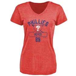 Felix Reyes Philadelphia Phillies Women's Red Base Runner Tri-Blend T-Shirt -