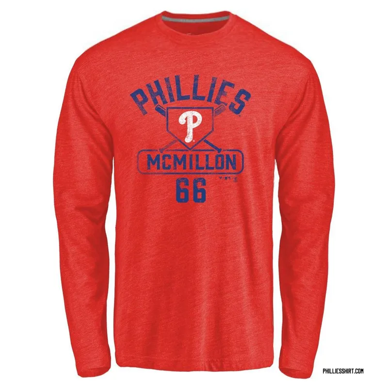 John McMillon Philadelphia Phillies Men's Red Base Runner Tri-Blend Long Sleeve T-Shirt -