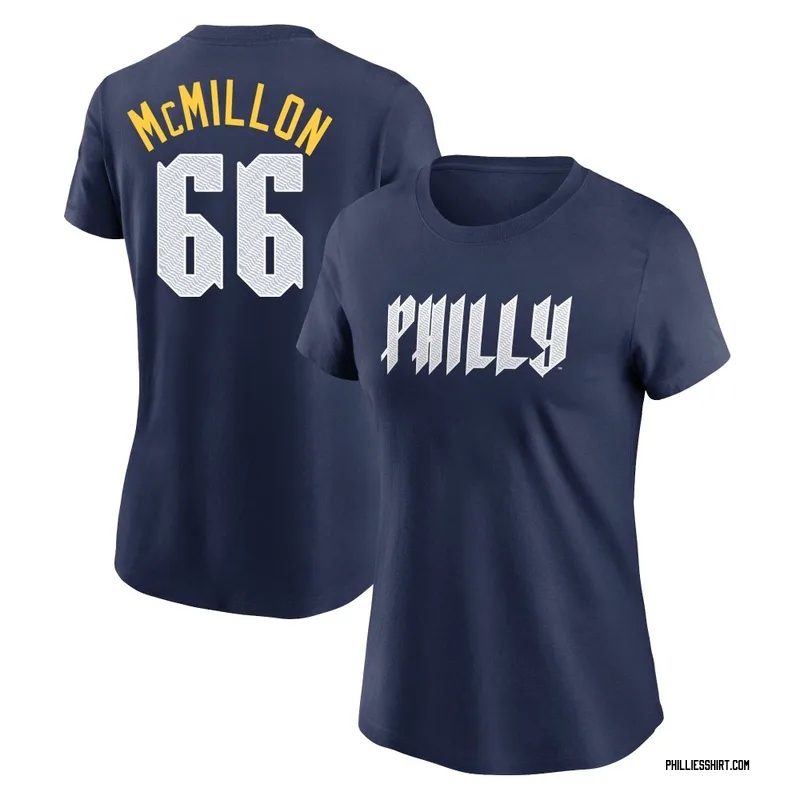 John McMillon Philadelphia Phillies Women's Navy 2024 City Connect Fuse Name & Number T-Shirt